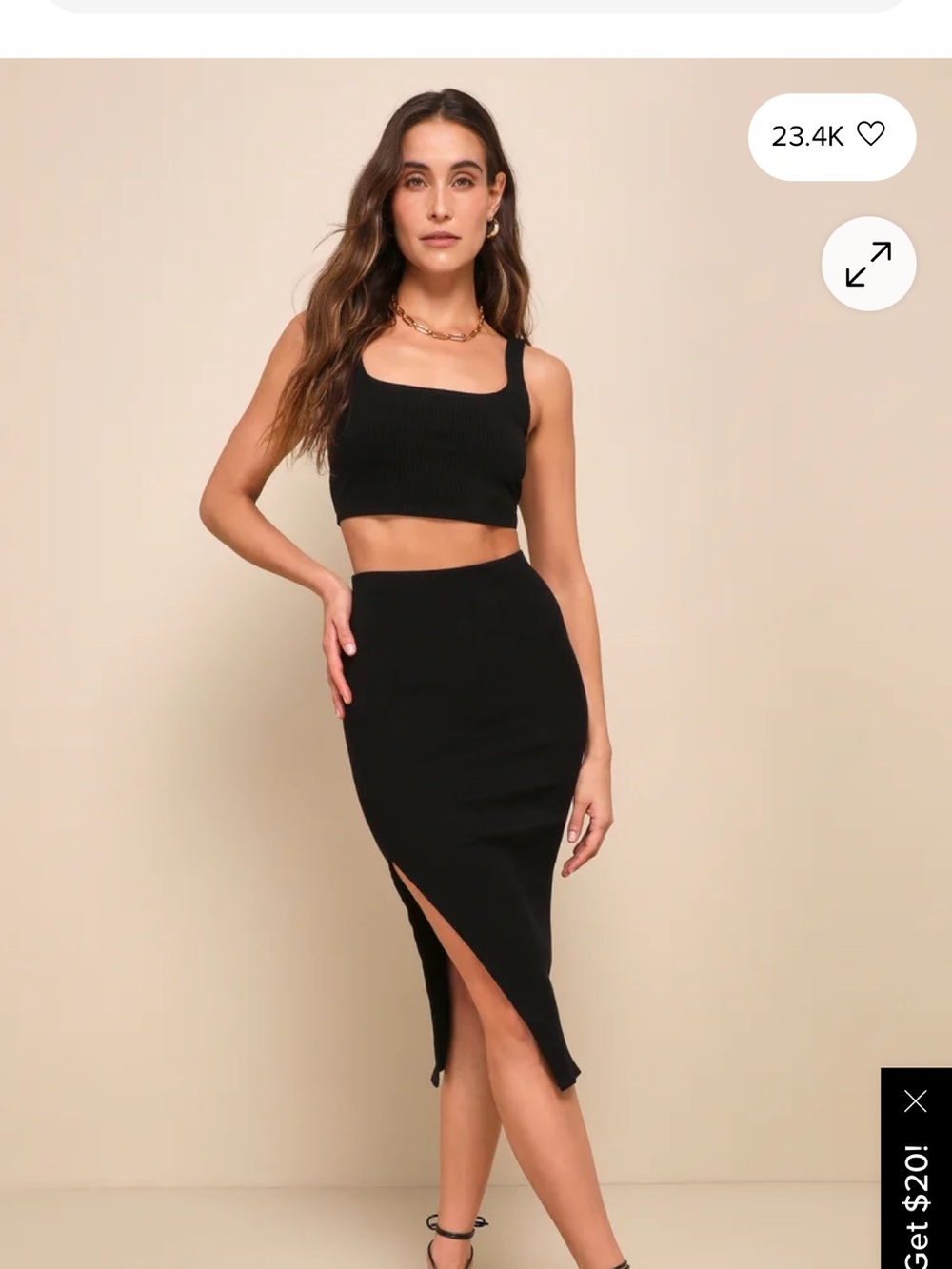 Lulus Set For Life Black Ribbed Bodycon Two-Piece Midi Dress